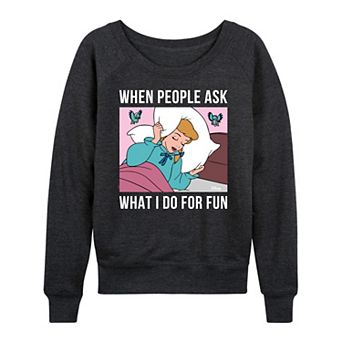 Disney Princess Cinderella Women's What I Do For Fun Is Sleeping French Terry Long Sleeve Tee