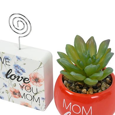 "Love You Mom" Succulent and Clippie Set