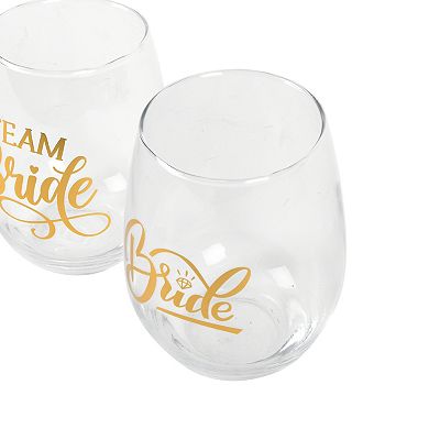 Team Bride 2-Piece Stemless Wine Glass Set