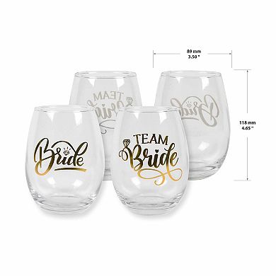 Team Bride 2-Piece Stemless Wine Glass Set