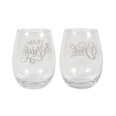 Team Bride 2-Piece Stemless Wine Glass Set