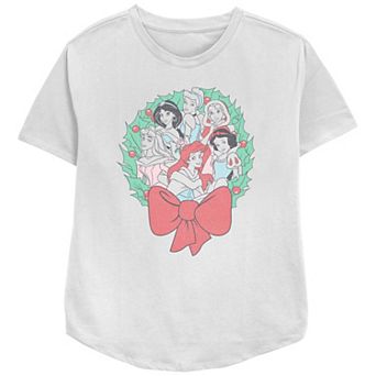 Disney Princesses Juniors' Christmas Wreath Relaxed Fit Tee
