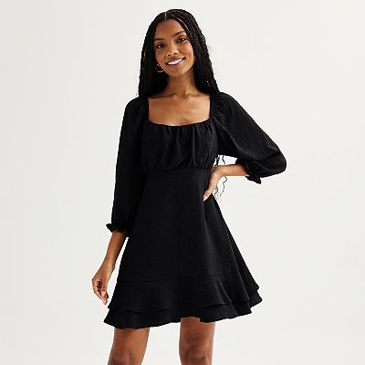 Juniors Speechless Long Sleeve Tiered Babydoll Dress