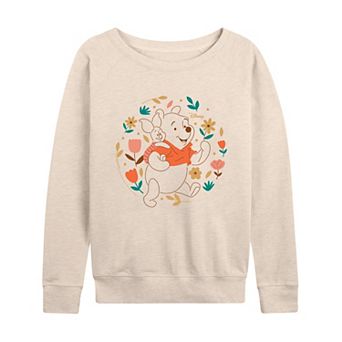 Disney's Winnie the Pooh Piglet & Pooh Women's Flowers French Terry Long Sleeve Tee