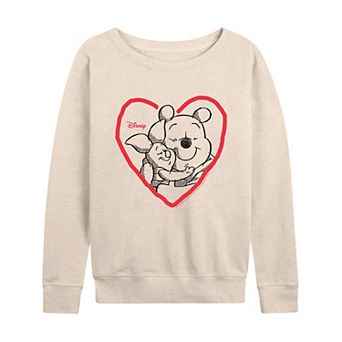 Disney's Winnie the Pooh Piglet & Pooh Women's Heart French Terry Long Sleeve Tee