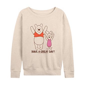 Disney's Winnie the Pooh Piglet & Pooh Women's Have A Great Day French Terry Long Sleeve Tee