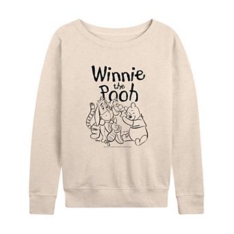 Disney's Winnie the Pooh Women's Sketched Group French Terry Long Sleeve Tee
