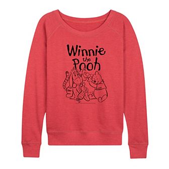 Disney's Winnie the Pooh Women's Sketched Group French Terry Long Sleeve Tee