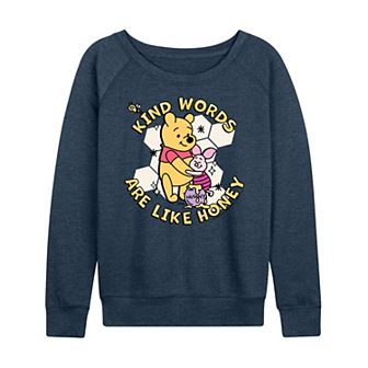 Disney's Winnie the Pooh Piglet & Pooh Women's Kind Words French Terry Long Sleeve Tee