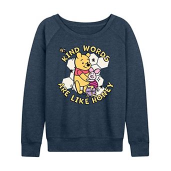 Disney's Winnie the Pooh Piglet & Pooh Women's Kind Words French Terry Long Sleeve Tee