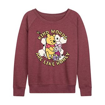 Disney's Winnie the Pooh Piglet & Pooh Women's Kind Words French Terry Long Sleeve Tee