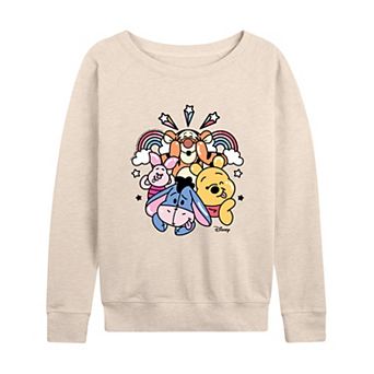 Disney's Winnie the Pooh Women's Group Rainbow French Terry Long Sleeve Tee