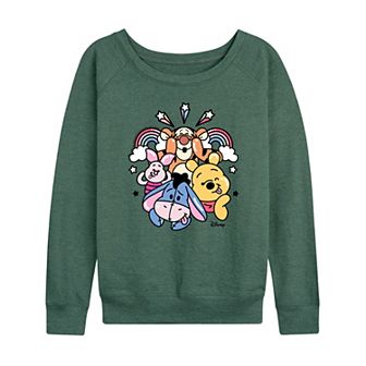 Disney's Winnie the Pooh Women's Group Rainbow French Terry Long Sleeve Tee