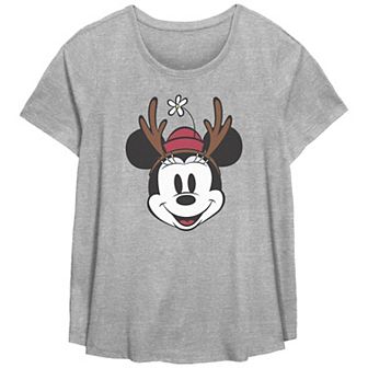 Disney's Minnie Mouse Missy Plus Size Reindeer Antlers Scoopneck Flowy Tee