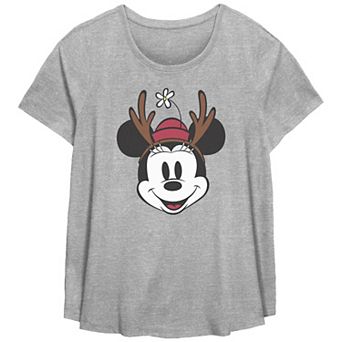 Disney's Minnie Mouse Missy Plus Size Reindeer Antlers Scoopneck Flowy Tee