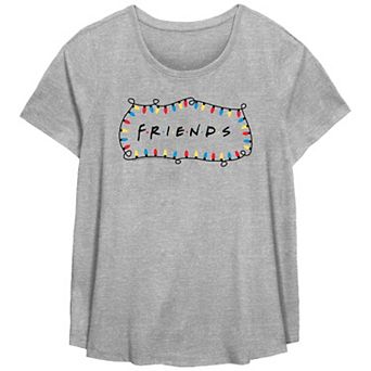 Missy Plus Size Friends Logo Christmas Lights Scoopneck Flowy Tee