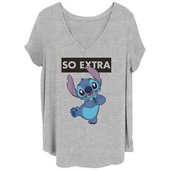 Disney's Lilo & Stitch Juniors' Plus Size So Extra Stitch V-Neck Tee