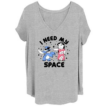 Disney's Lilo & Stitch Juniors' Plus Size I Need My Space V-Neck Tee