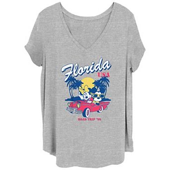 Disney's Mickey Mouse Juniors' Plus Size Florida USA Road Trip V-Neck Tee