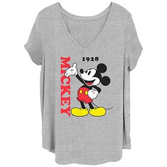 Disney's Mickey Mouse Juniors' Plus Size Classic Wave V-Neck Tee