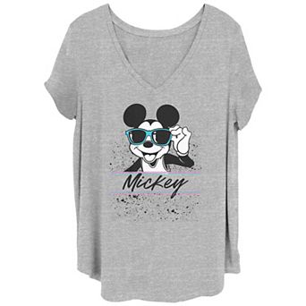 Disney's Mickey Mouse Juniors' Plus Size 90s Style V-Neck Tee