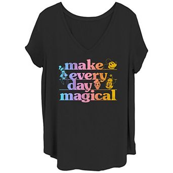 Disney's Mickey Mouse & Friends Juniors' Plus Size Make Every Day Magical V-Neck Tee