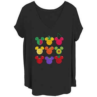 Disney's Mickey Mouse Juniors' Plus Size Fruit Heads V-Neck Tee