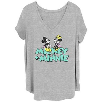 Disney's Mickey Mouse Juniors' Plus Size Plus Minnie V-Neck Tee