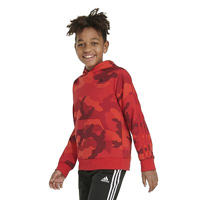 Boys red adidas hoodie hotsell