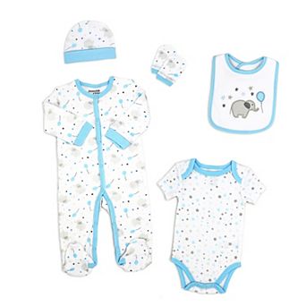 Baby Boys Elephants and Balloons Layette, 5 pc Set