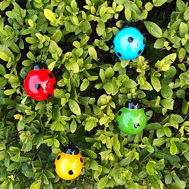 Alladinbox 4pcs Metal Ladybug Wall Art Decor Nature Inspired Sculptures Insect Decoration