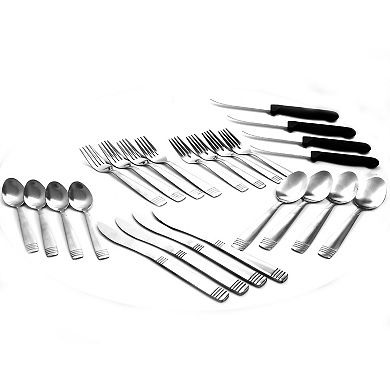 Gibson Palmore Plus 24 Piece Stainless Steel Flatware Set with 4 Steak Knives