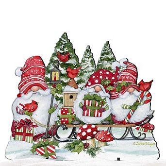 35-Inch Christmas Gnomes Christmas Outdoor Unique Handcrafted Wooden Porch Decor by Susan Winget