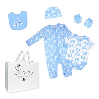 Baby Boys Blue Safari Layette, 5 pc Set