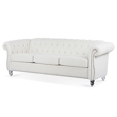F.c Design Rolled Arm Chesterfield 3 Seater Sofa With Classic Design