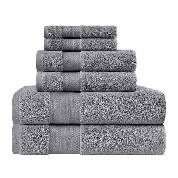 Superior Aria Turkish Cotton Solid Heavyweight 6-Piece Grey Towel Set