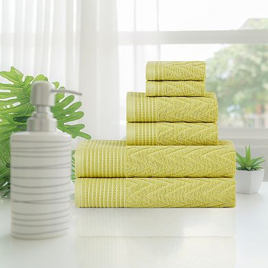 SUPERIOR 6-piece Zero Twist Cotton Chevron Towel Set