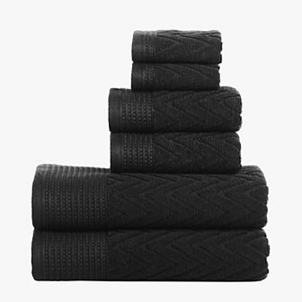 SUPERIOR 6 pc Zero Twist Cotton Chevron Towel Set