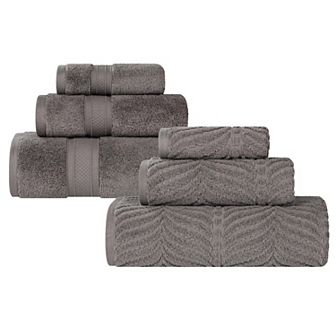 SUPERIOR 6 pc Zero Twist Cotton Chevron Towel Set