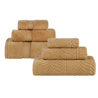 SUPERIOR 6 pc Zero Twist Cotton Chevron Towel Set