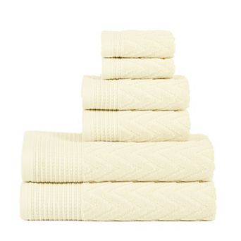 SUPERIOR 6 pc Zero Twist Cotton Chevron Towel Set