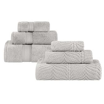 SUPERIOR 6 pc Zero Twist Cotton Chevron Towel Set