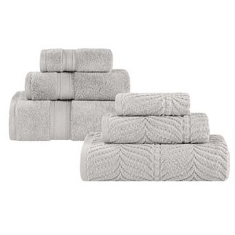 SUPERIOR 6 pc Zero Twist Cotton Chevron Towel Set