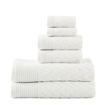 SUPERIOR 6 pc Zero Twist Cotton Chevron Towel Set