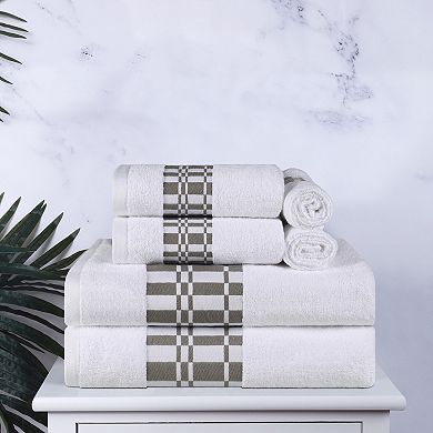 SUPERIOR 6-piece Larissa Cotton Geometric Embroidered Towel Set