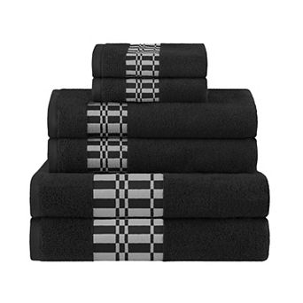 SUPERIOR 6 pc Larissa Cotton Geometric Embroidered Towel Set
