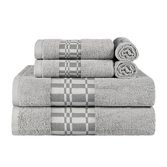 SUPERIOR 6 pc Larissa Cotton Geometric Embroidered Towel Set