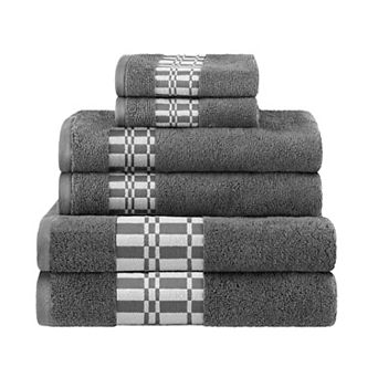 SUPERIOR 6 pc Larissa Cotton Geometric Embroidered Towel Set