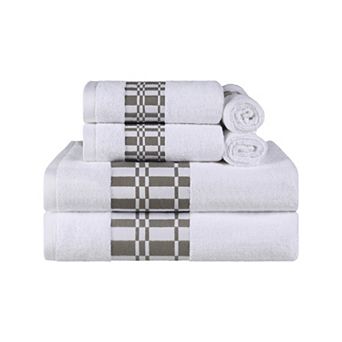 SUPERIOR 6 pc Larissa Cotton Geometric Embroidered Towel Set
