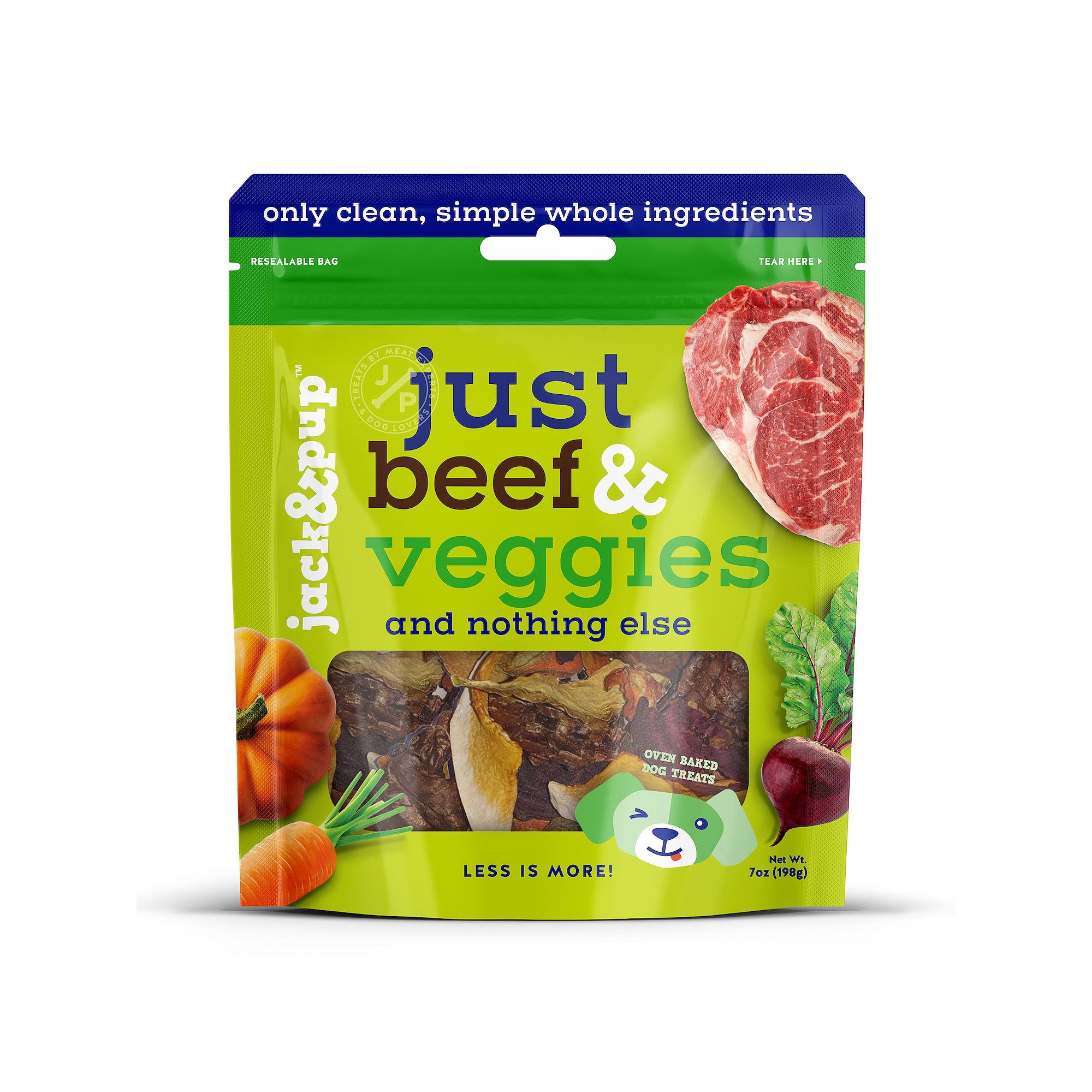 jack & pup Just Beef & Veggies 7-oz. Dog Treats, Multi